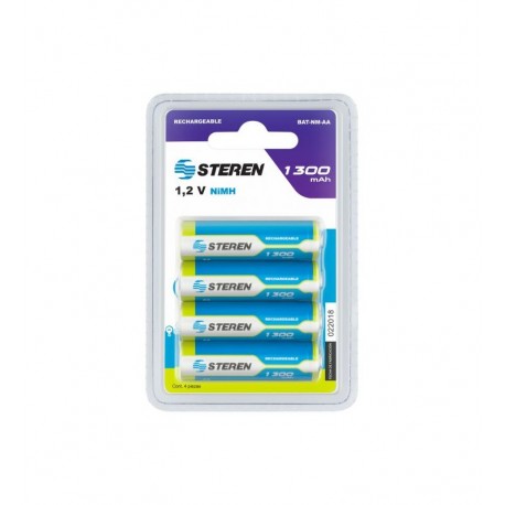 Pilas Recargables ''AA'' NiMH 1300 MAH Paquete 4 Pilas Steren