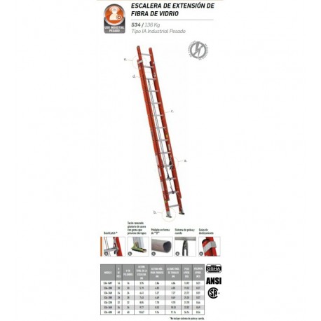 Escalera de Extension Fibra de Vidrio Mod 534-20N