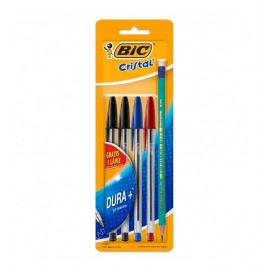 4 Boligrafo Bic Cristal Clasico Con 1 Lápiz